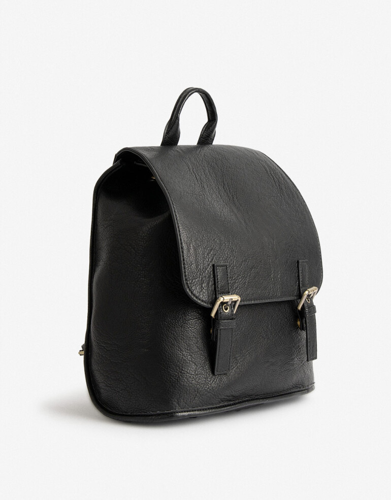 Mochilas Urbanas Mochila Con Solapa Negra - Negro