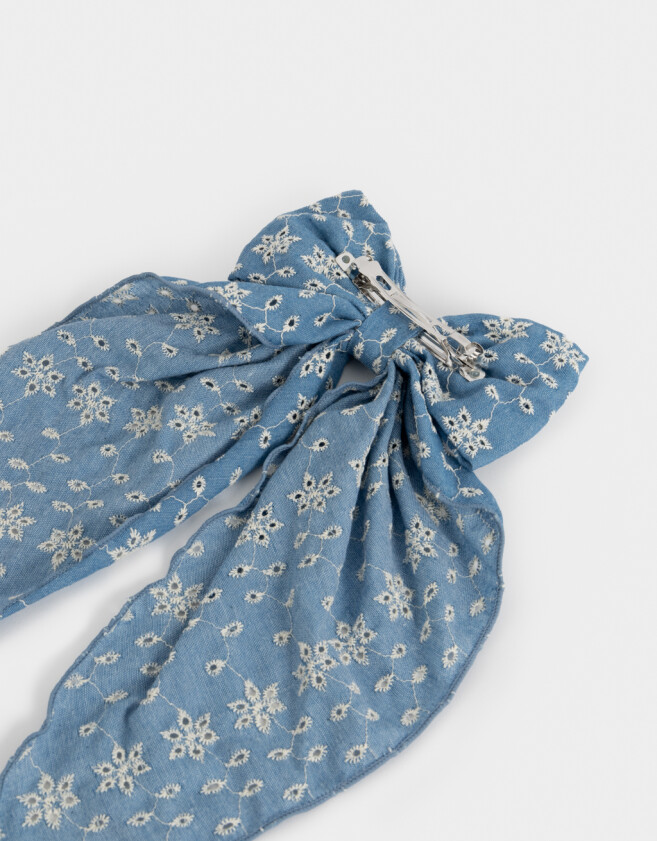 Hebillas Francesas Con moño Hebilla Francesa Moño Bordado - Azul Celeste