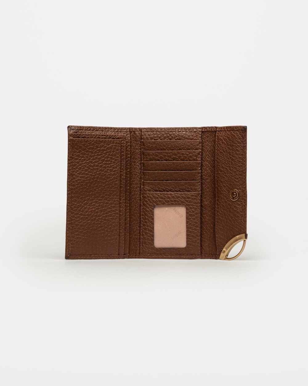 Billetera Katy En Cuero Charol Arrugado Marron