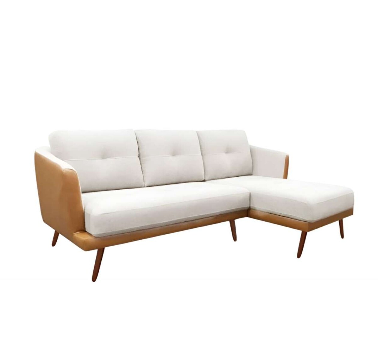 Sofa Con Chaise Triunfo 3 Cuerpos Marrion y beige - Chaise Izquierdo 