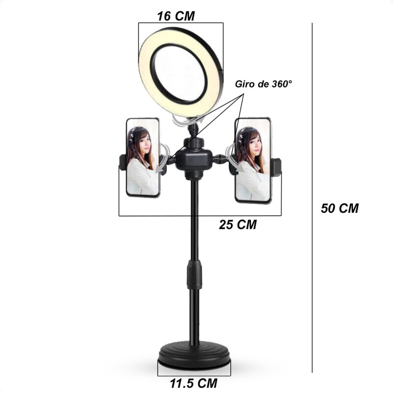 Aro de Luz Led de Selfie Para Mesa y Doble Soporte de Teléfono Aro de Luz Led de Selfie Para Mesa y Doble Soporte de Teléfono