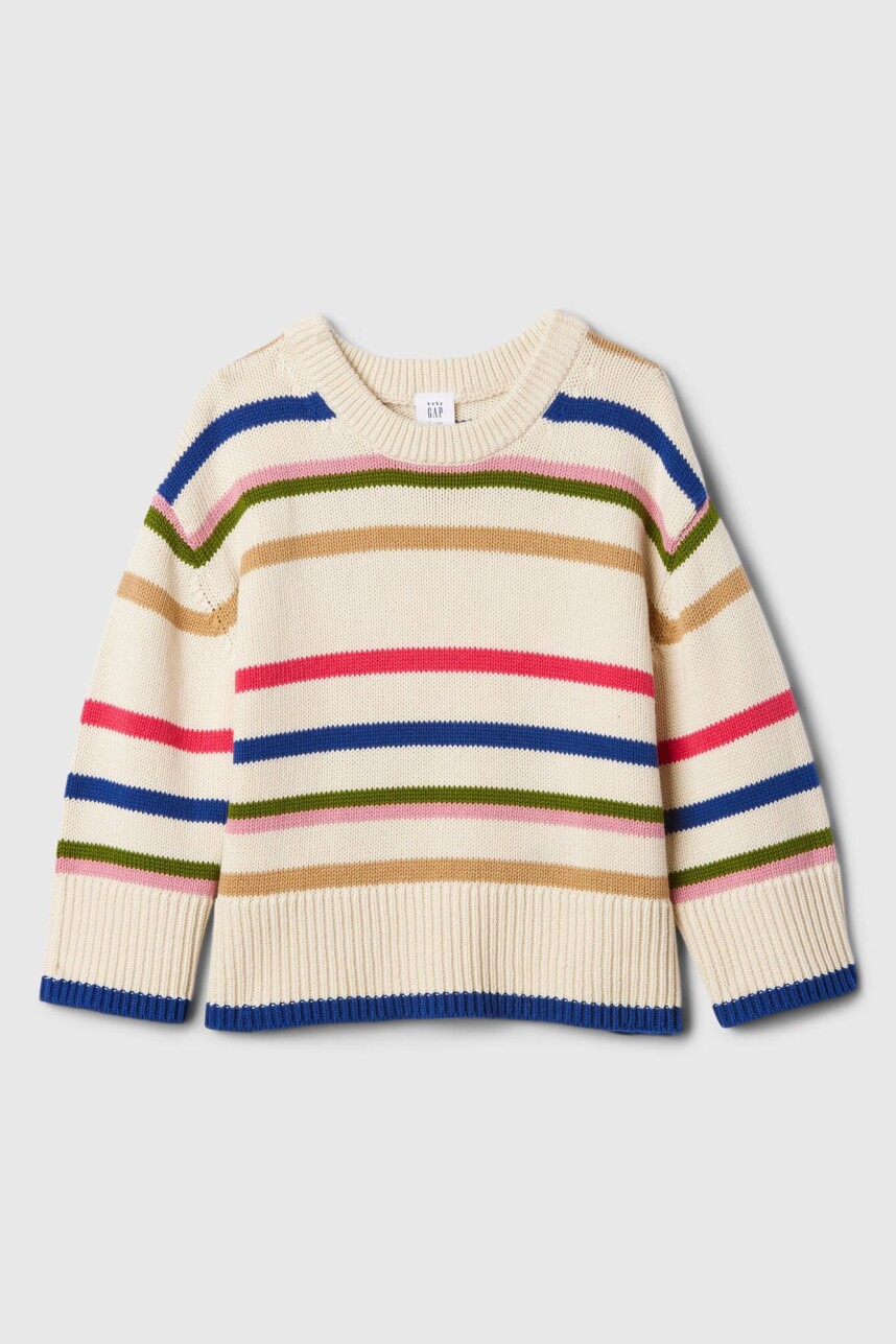 Buzo Cuello Redondo Toddler Niña White Multi Stripe