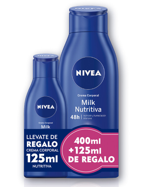 Pack x2 crema corporal Nivea Milk Nutritiva 400ml + 125ml obsequio Pack x2 crema corporal Nivea Milk Nutritiva 400ml + 125ml obsequio