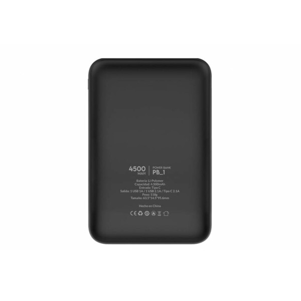 Power Bank 4500 mAh triple salida color negro Power Bank 4500 Mah Triple Salida Color Negro