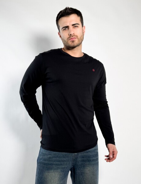 Remera lisa manga larga Barton Negro