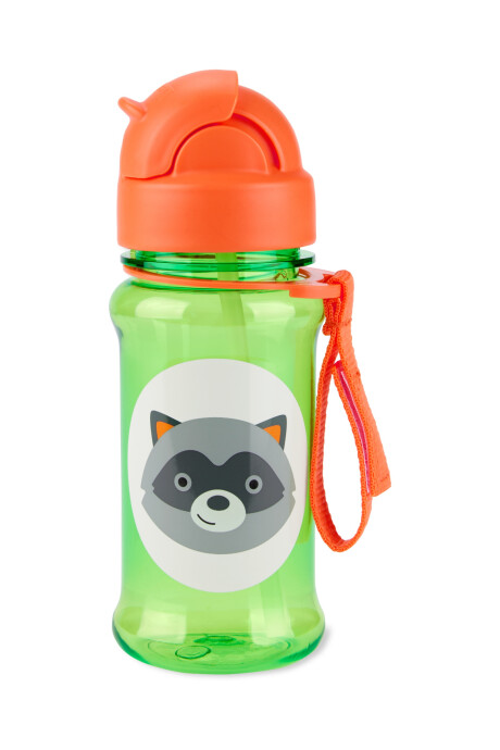 Botella de plástico Tritan, con sorbito, diseño mapache Sin color