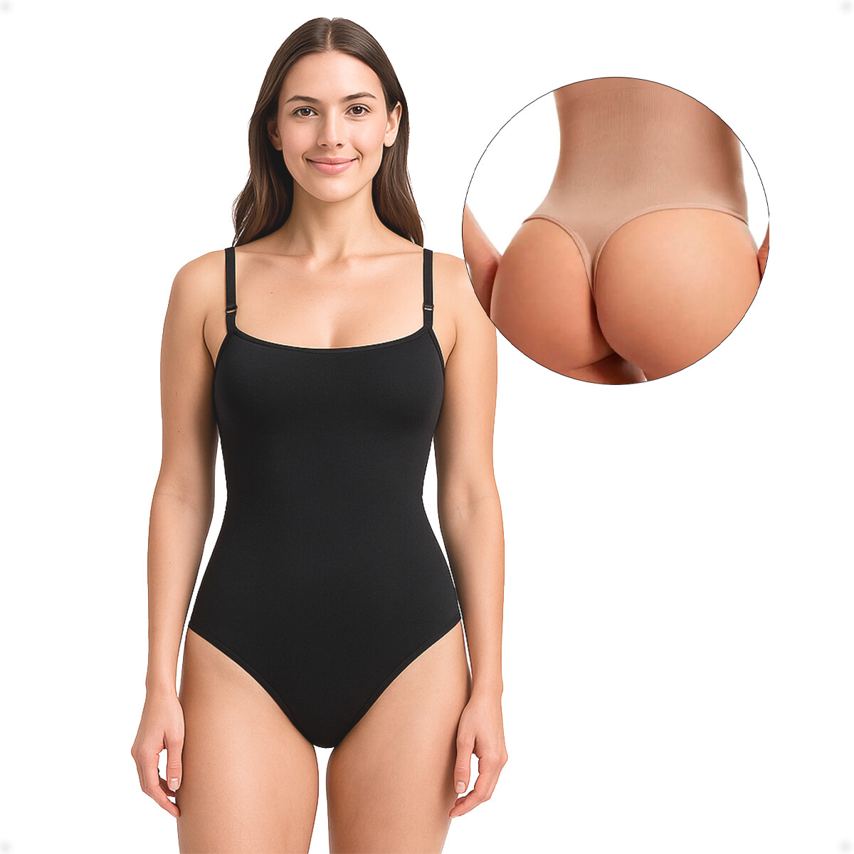 Body Modelador Con Broche En Entrepierna - Negro 