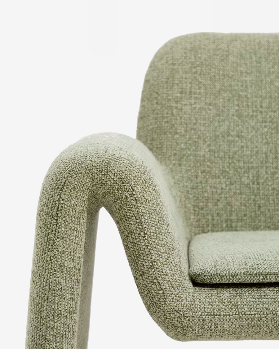 Butaca Melvia de chenilla verde