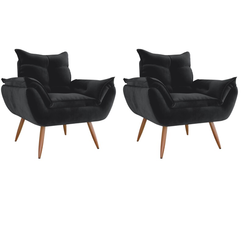 Pack Sillón Butaca Turín Tapizado Premium x2 Negro