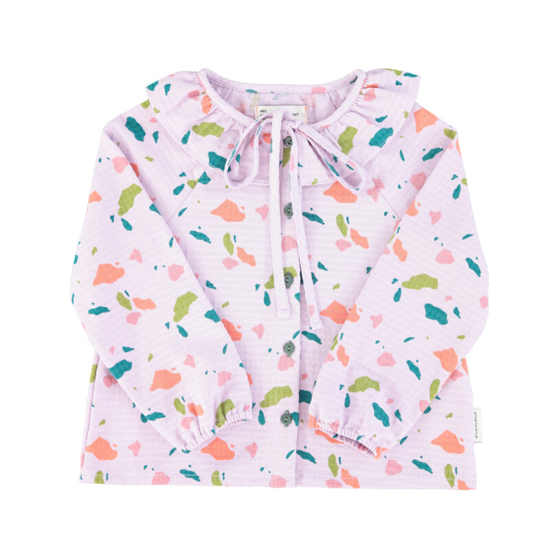 Blusa con cuello volado Lila con figuras PiuPiuchick 3 meses Blusa Con Cuello Volado Lila Con Figuras Piupiuchick 3 Meses