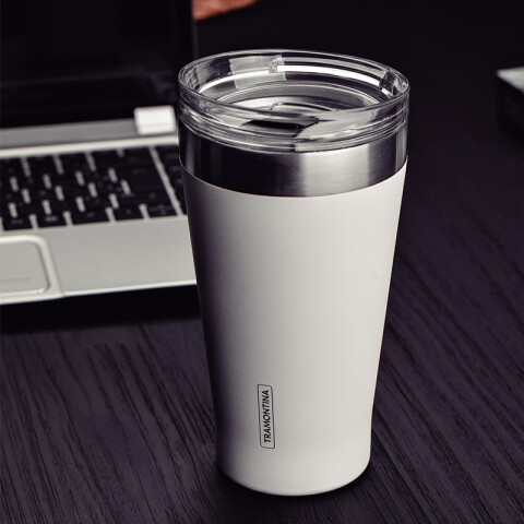 Vaso térmico blanco con tapa 550ml. "EXATA" -TRAMONTINA TF6713