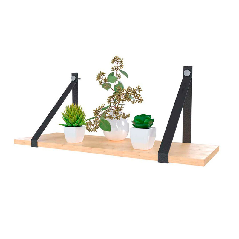 Estante con correas de cuero NEGRO
