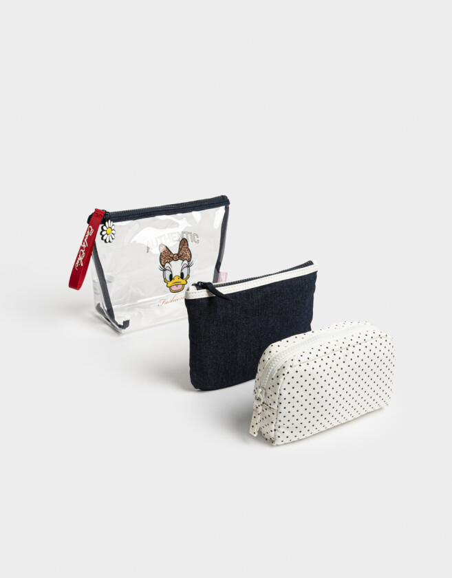 Porta Cosméticos Set De Porta Cosméticos Daisy Tricolor Negro - Combinacion Tricolor