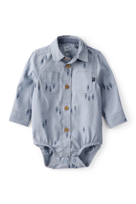 Body de algodón, tipo camisa, azul Sin color