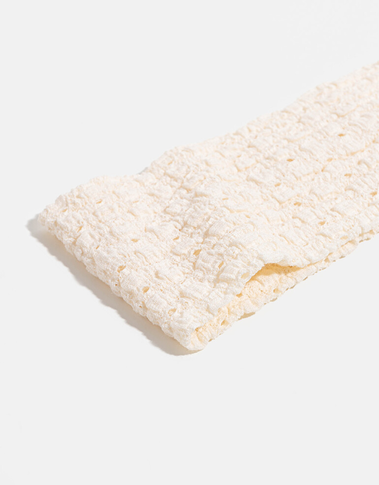 Vinchas Textiles Sporty Vincha Sporty Con Textura - Blanco Crudo