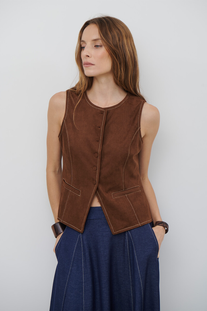 CHALECO SUEDE MARRON