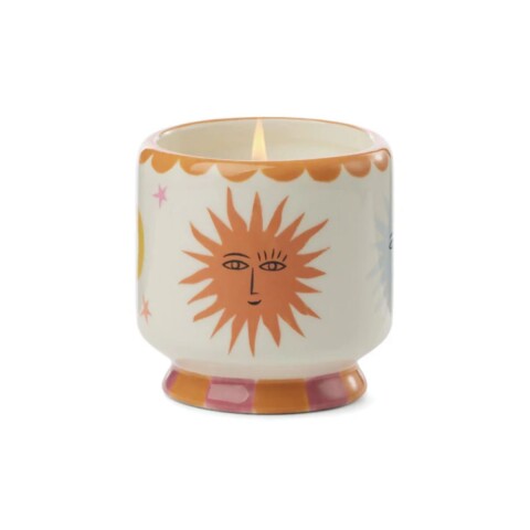 AD080 Vela Aromática De Cerámica 8oz Pintada A Mano - Sun