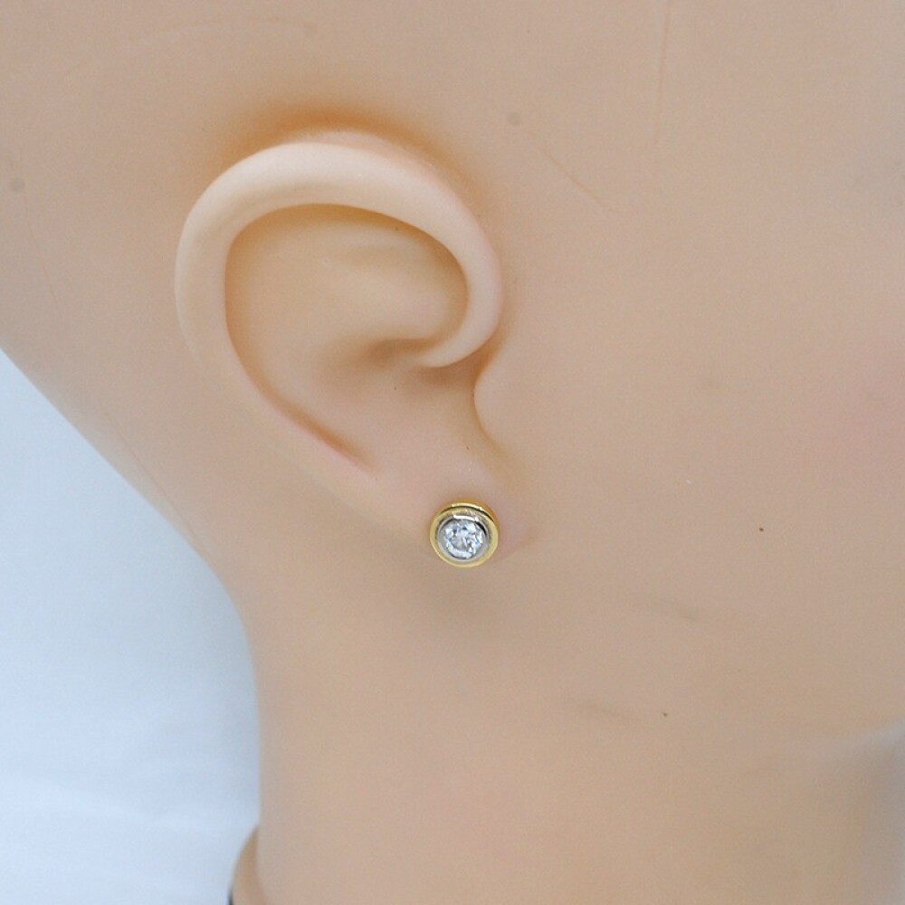 Caravanas En Oro 18K De 2 Tonos Y Brillantes Caravanas En Oro 18K De 2 Tonos Y Brillantes