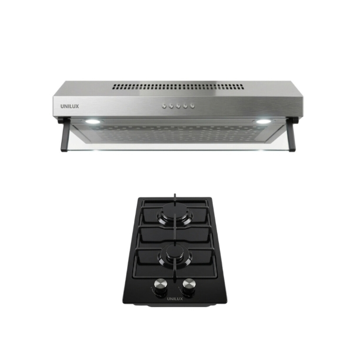 Pack Extractor Purificador Nubia 60CM + Anafe A Gas Vulcano Dou 2 Hornallas Negro 