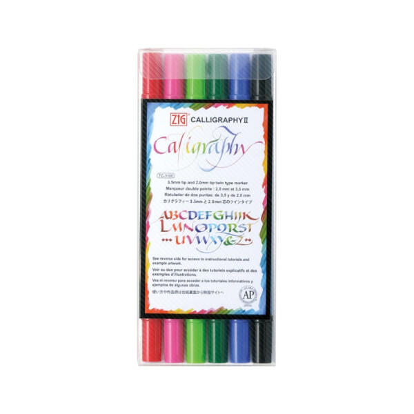 Marcador para caligrafía - ZIG 6 colores