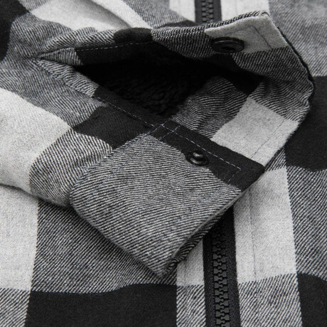 Campera Camisa Leñadora Cangurito Capucha Con Cierre Gris