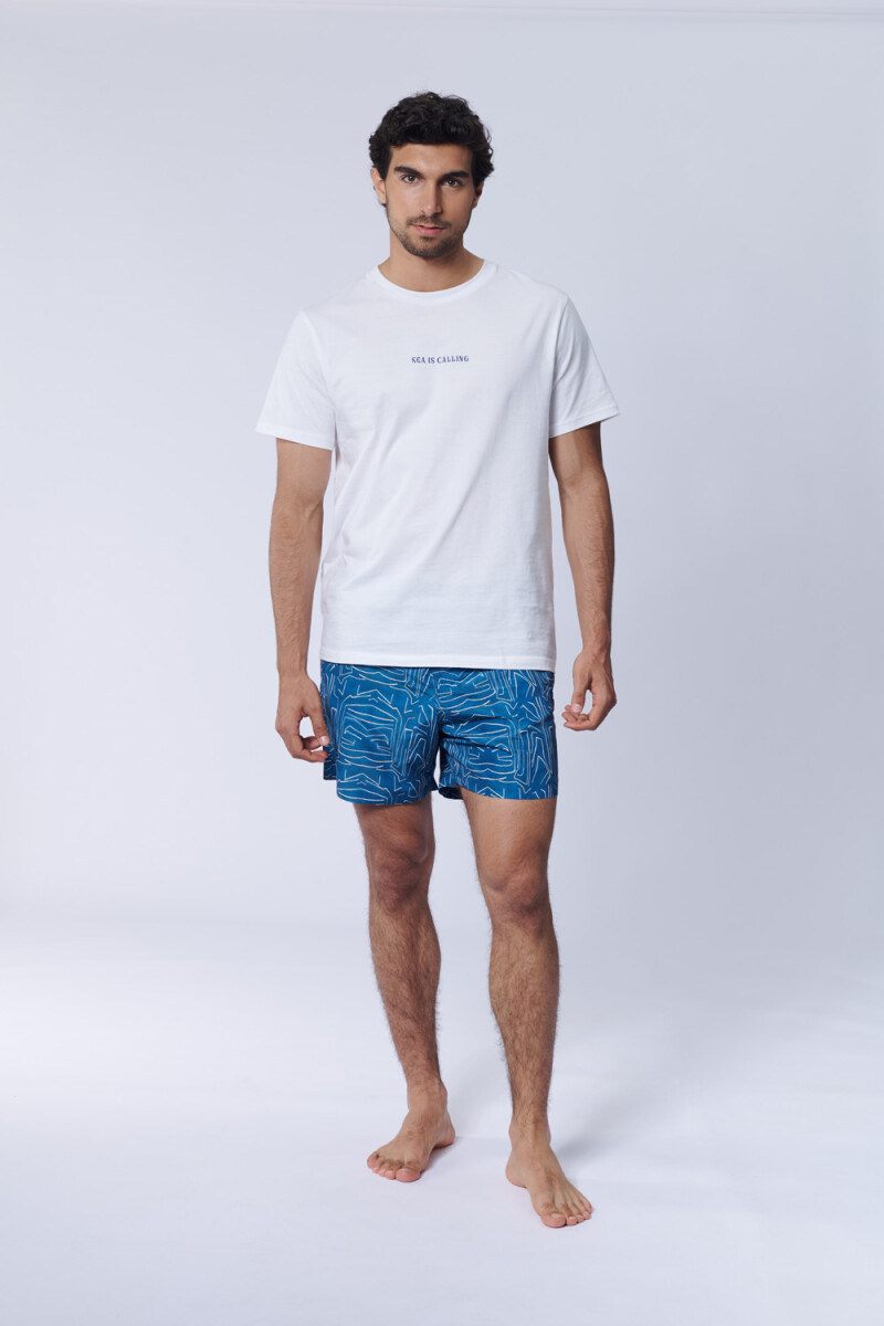 Short de baño - Estampa Geometrico Azul 