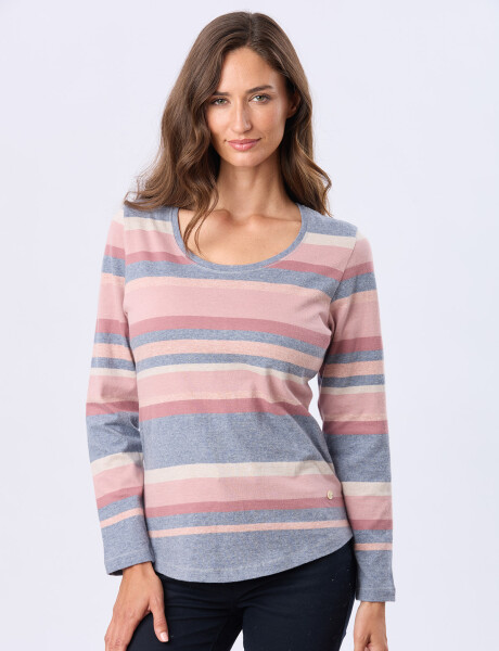 REMERA RAYADA DE ALGODÓN Azul