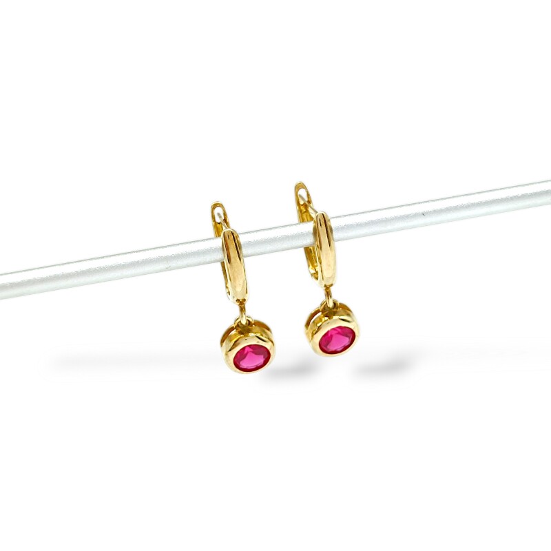 Caravanas Solitario colgante Rubí - Oro bajo - Rubí- CA8002 conpiedra