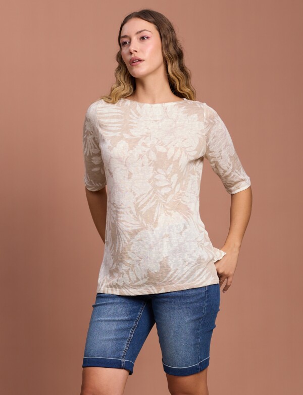 Remera 3/4 Printed BEIGE/MULTI