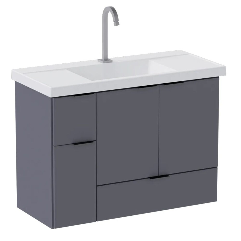 Mueble de baño suspendido Orquidea gris 80 cm con bacha de resina Mueble De Baño Suspendido Orquidea Gris 80 Cm Con Bacha De Resina