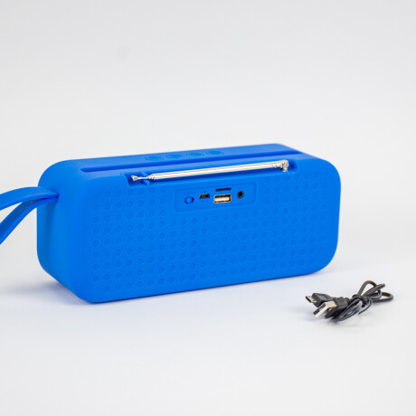 Parlante Con Porta Celular Bluetooth Fm Usb Sd A Batería Azul