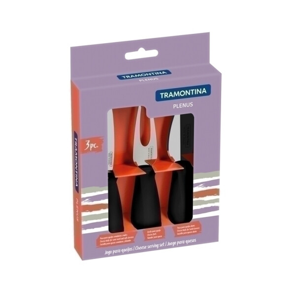 Juego de 3 utensilios color negro para queso, PLENUS -TRAMONTINA TN9721