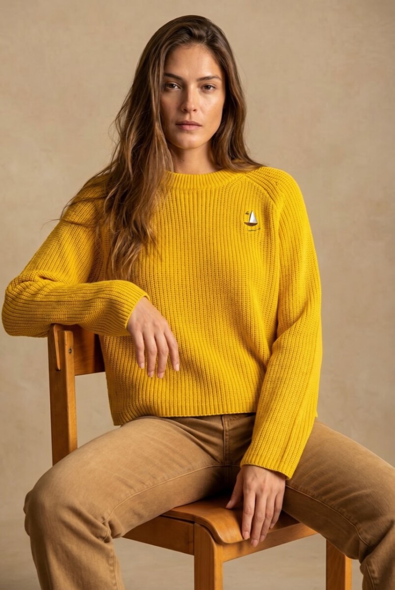 Sweater Algodon Con Bordado - Amarillo 