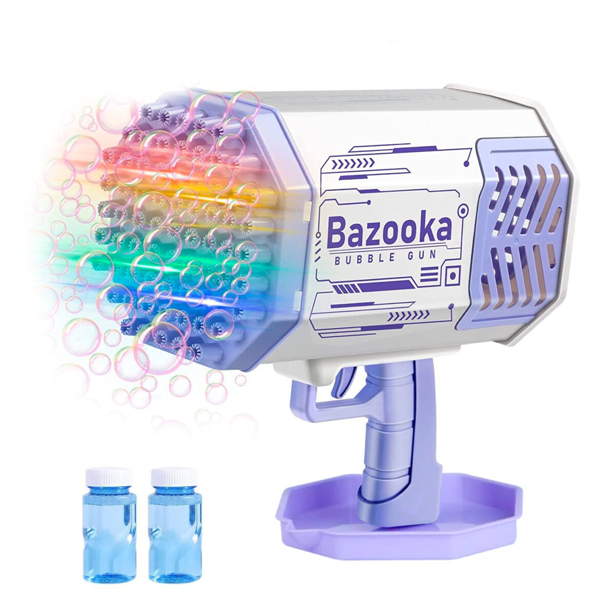 Pistola Burbujas Bazooka X69 Disparadores Recargable Juguete - Variante Color Violeta 