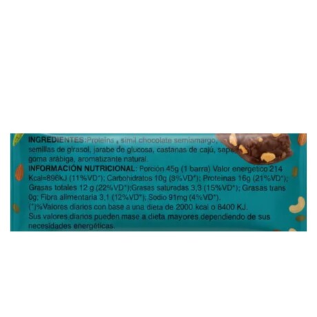 Barra de Proteína 45gr Caja x16 Punto Sano Chocolate