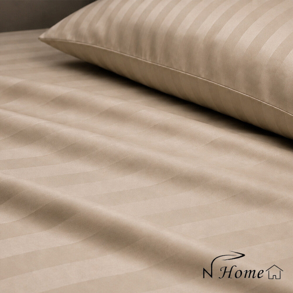 Juego Completo de Sabanas 1 Plaza 400 Hilos Premium Beige