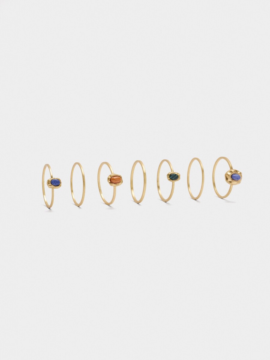 Set De Anillos Con Piedras multicolor