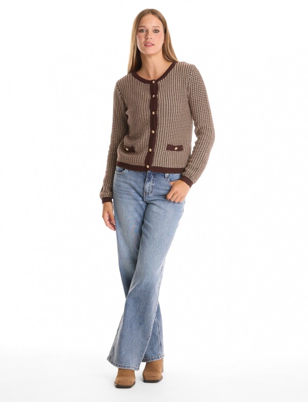 Cardigan Tweed MARRON/MULTI