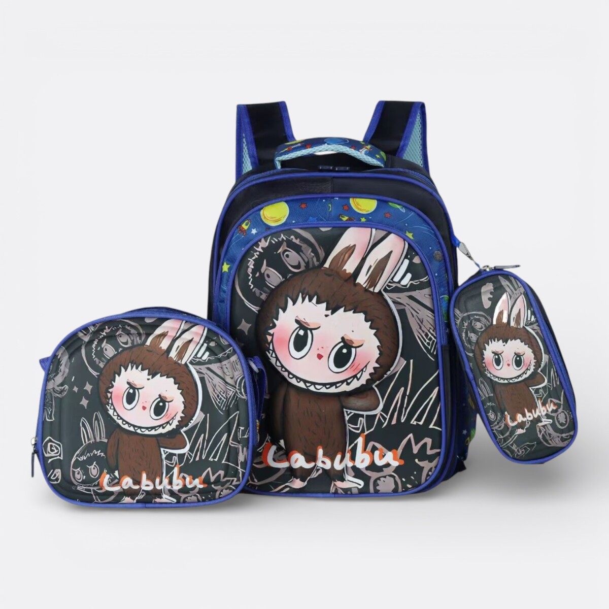 Kit Escolar Labubu Mochila + Cartuchera + Lonchera Mood - Labubu Tímido 