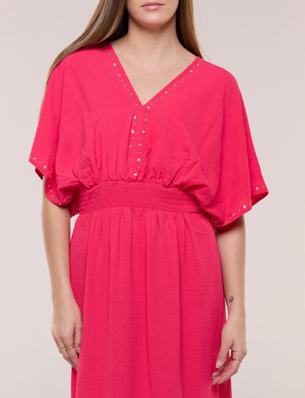 Vestido Maxi Con Tachas FUCSIA