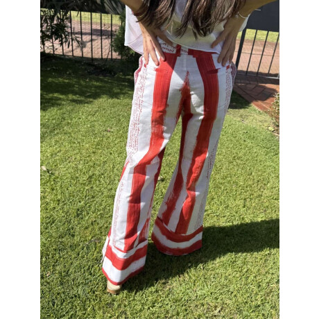 Pantalon Coco Print Rayas Rojo