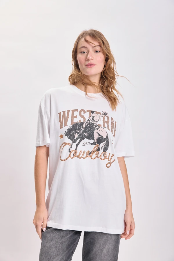 Remera oversize estampa Blanco