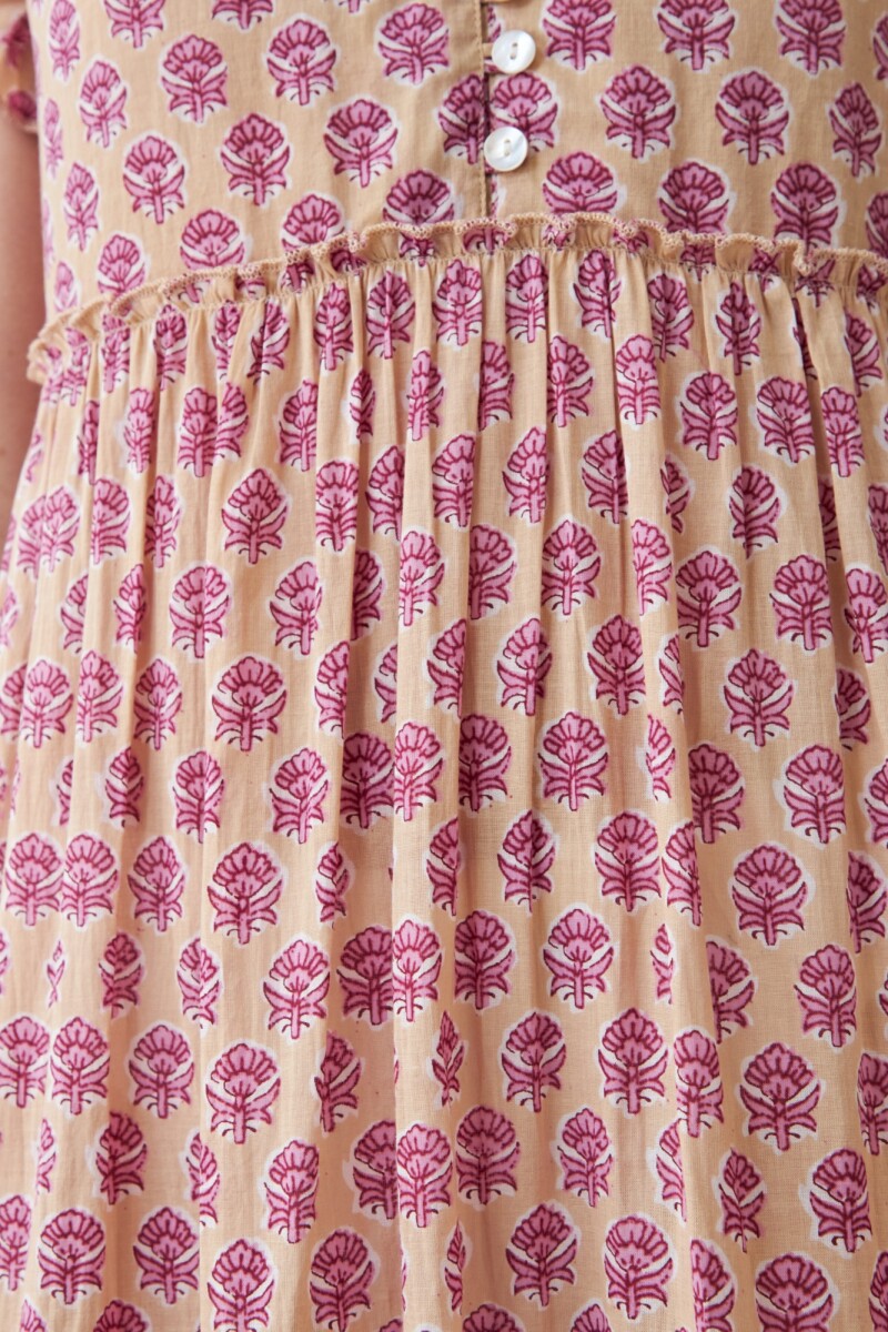 Maxi vestido romantico estampa liberty floral rosa