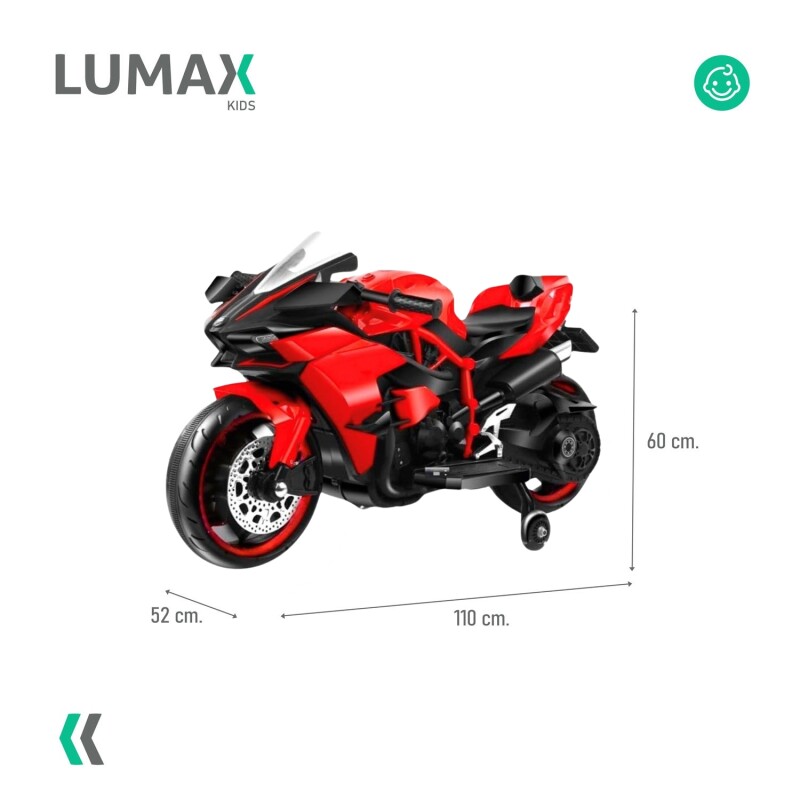 Moto a Batería Barry con ruedas luces música y usb Rojo