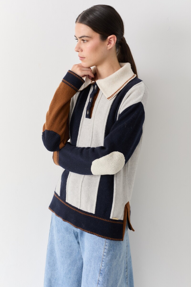 BUZO OLIMPICO Azul, Crudo Y Chocolate