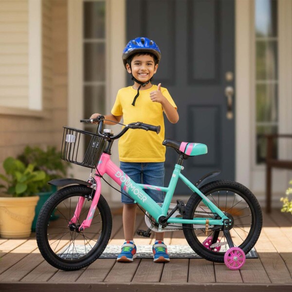 Bicicleta Infantil Doumoer R16 Canasto Parrilla Guardabarros Verde 1
