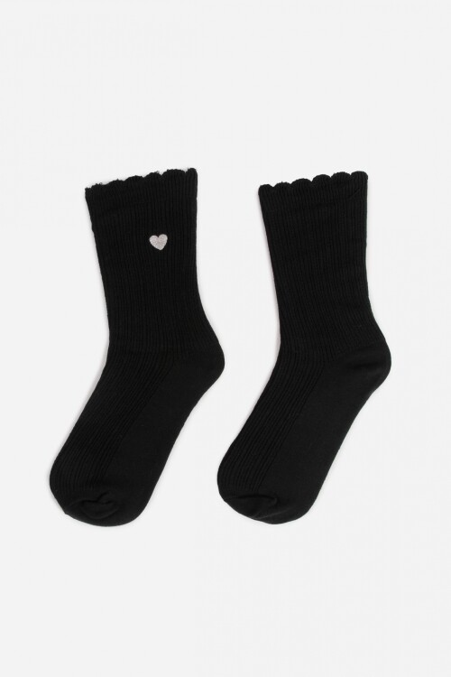 Medias cora bordado negro