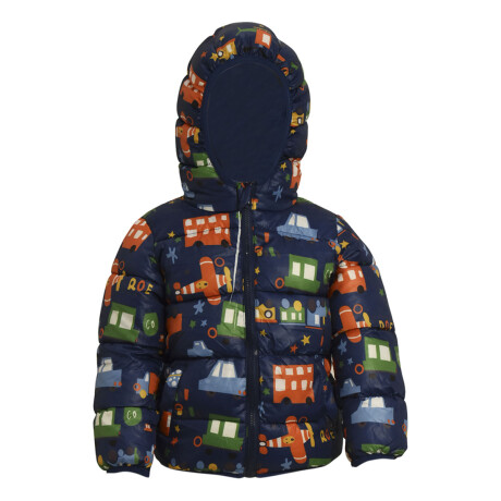 Campera Infantil Acolchonada de Abrigo en Nylon con Capucha Azul Aviones