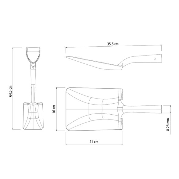 Pala cuadrada chica de 160x645mm TN1261
