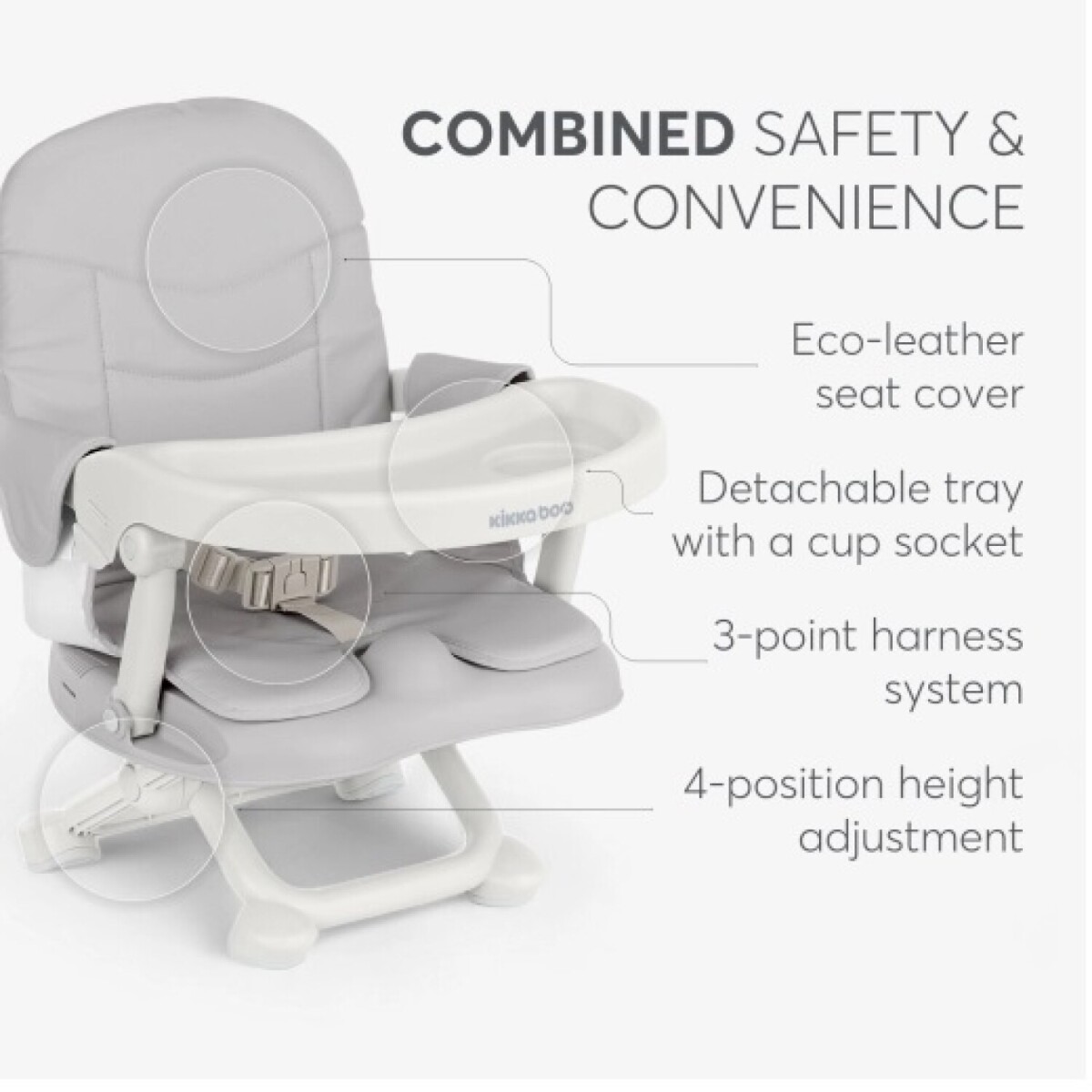 Silla de comer portatil PAPPO KIKKABOO - gris 